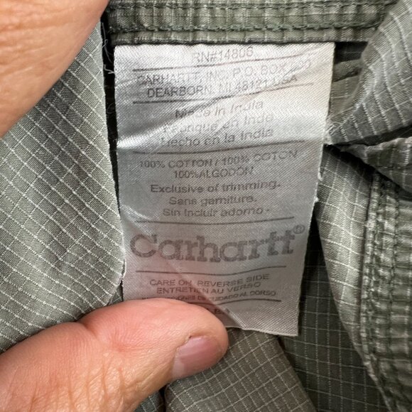 Carhartt Mens Ripstop Short Sleeve Button Up Work Shirt Size XL Green - Picture 4 of 8